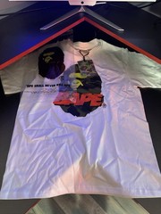 A Bathing Ape BAPE White Cotton Logo Graphic Print T-Shirt Mens Size L