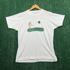 VTG Gator Creek Nude Lady Alligator Golf T Shirt Men’s M White Paper Thin 70s