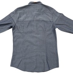 Hugo Boss Men’s Blue Textured Slim Fit L Long Sleeve Button-Up Shirt