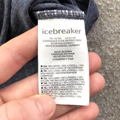 Icebreaker Shirt Mens Medium Blue Merino Wool Blend V-Neck Performance Tee Top