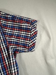 Stacy Adams Men Shirt Short Sleeve Plaid Button Up XL Red White Blue B-8