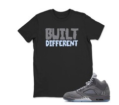 Shirt To Match JD 5 Wolf Grey, Built Different, BLACK/WHITE