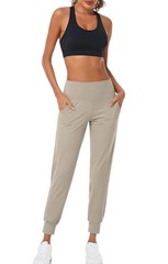 Women’s Joggers High Waist Yoga Pockets Sweatpants Sport Workout Pants Khaki …