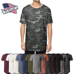 Men Hipster T shirts Extended Tee Longline Elongated Fashion Casual Hip Hop