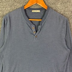 Marine Layer Henley Shirt Men Sz Medium Striped Long Sleeve Pullover