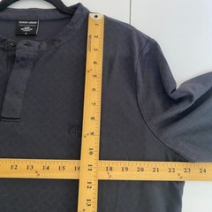 Giorgio Armani Etihad Black Henley Shirt Soft Viscose Logo Size Small/medium