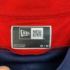 New Era ABA Baseball Jersey Mens M Medium Navy Blue Red Henley Short Sleeve