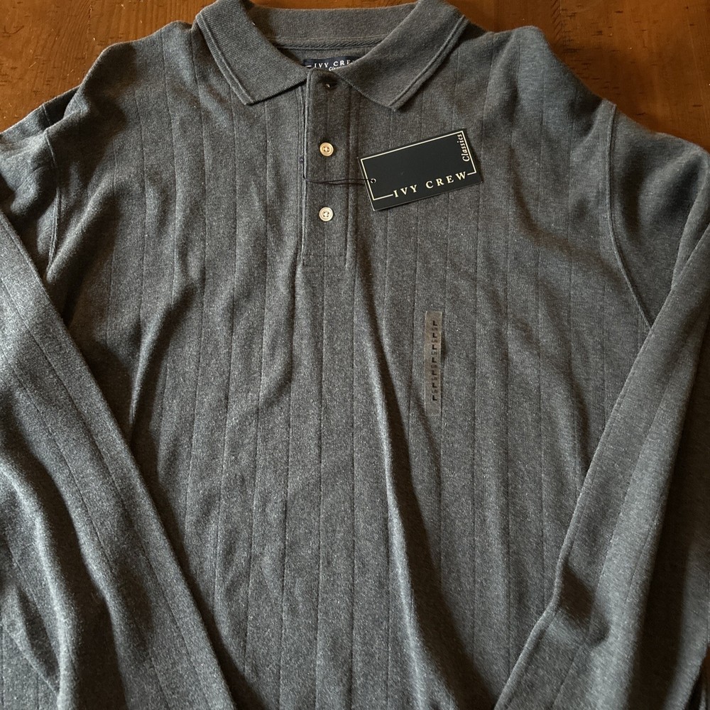 Ivy Crew Classic Gray Long Sleeve Shirt Size Large NWT