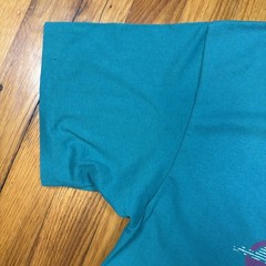 Vtg 90s Hanes Heavyweight 50/50 Antigua T Shirt Large Single Stitch Teal Beach