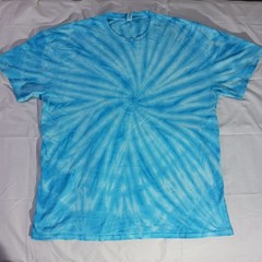 Spiral Tie Dye T-shirt Adult 2XL Aqua Blue Soft Cotton Unique Hippie 70’s New