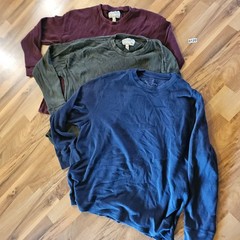 3 Waffle Knit Long Sleeve Thermal Crewneck Shirts