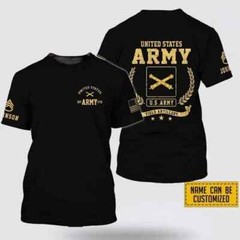 Custom Name Rank Field Artillery EST Army 1775 3D T-Shirt Full Size S-5XL
