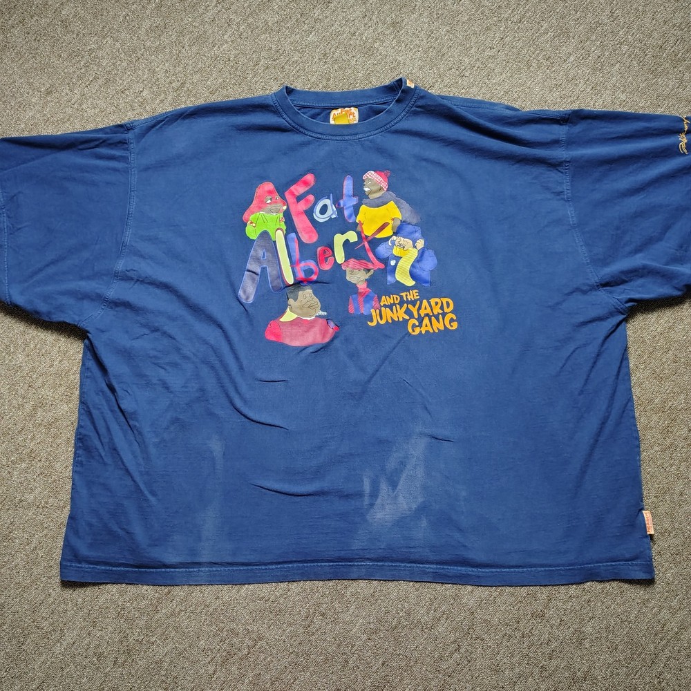 Vintage FUBU Shirt Men 6X Blue Fat Albert Junkyard Gang Graphic Distressed Y2K