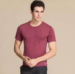 100% Silk Men’s T-Shirts Top Short Sleeve Round Neck undershirt plus size HY006
