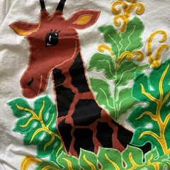 Vintage 80s Short Hills Hand Painted T-Shirt XL One Sz Single Stitch Tee Giraffe
