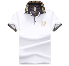 New Men Luxury Diamond V-Letter Rhinestones Fashion Polo T-Shirt High Quality