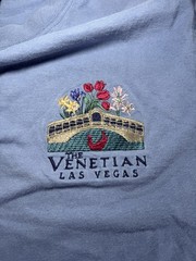 The Venetian Las Vegas Souvenir Tee Embroidered Rialto Bridge Floral Logo Size S