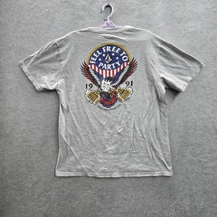 Volcom Men Shirt L/G Gray Feel Free To Party Eagle Beer Logo Short Sleeve
