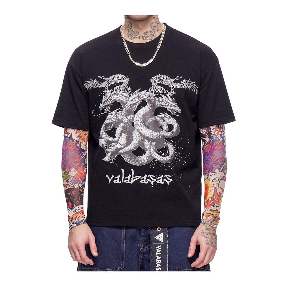 Valabasas Crew Neck T-Shirt Zankai Long Sleeve Mens Black VLBS-VSL1-1023