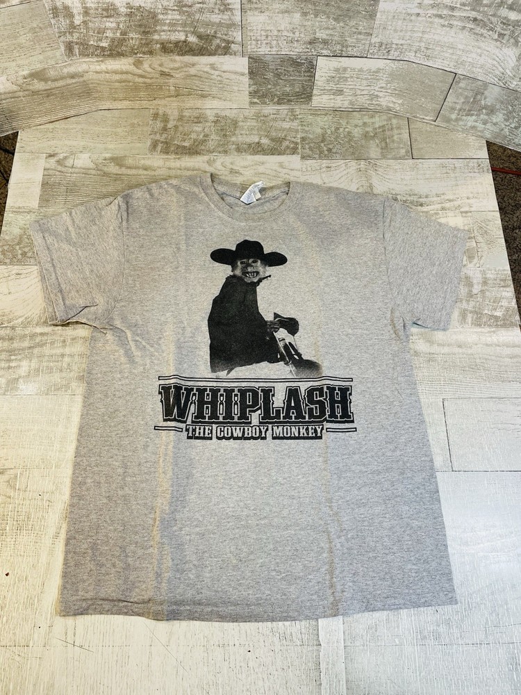 Whiplash The Cowboy Monkey Men’s Medium Gray T-Shirt Rodeo Movies