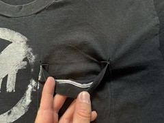 Vintage 80s Selvedge Chest Pocket Tee Shirt Mens Medium Black Thrashed Graphic