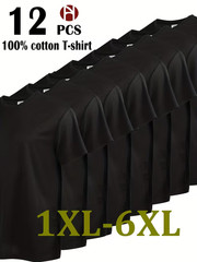 Mens Big & Tall Plus Size 12 Pack Black Cotton Short Sleeve Sweat Wicking Tees