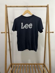 VTG 70s Lee Workwear Denim Jeans Promo Faded Worn Navy T-Shirt Size M