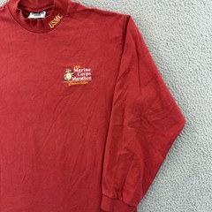Vintage Marine Corps Marathon Shirt Mens Large Red Long Sleeve 90s Military USA