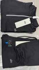 Alo Yoga Black 2pc Set 1/4 Zip Mock Neck Pullover & Pants Women’s M
