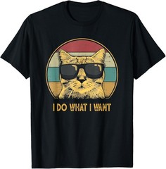 Retro I do What I Want cat Funny cat Lover T-Shirt