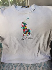 Polo Ralph Lauren Crew Neck Polo Big Pony Colorful White Mens XL X-Large