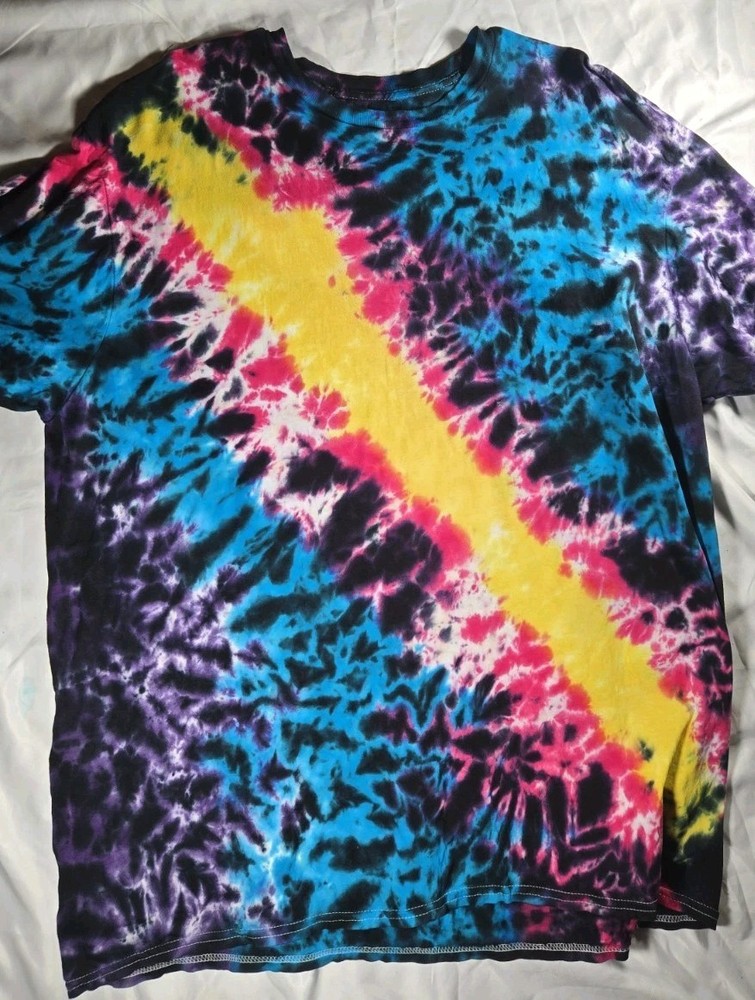 Gildan Tie Dye T-shirt Adult XX-Large Black Blue Pink Purple Yellow “Rift”. Hot.