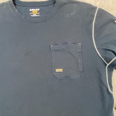 Ariat Rebar Workman Shirt Mens XL Navy Blue Graphic Stain Resistant Performance