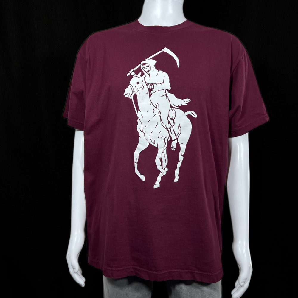 Shaka Active Grim Reaper Classic Polo Tee Shirt Classic Soft Spun 100% Cotton XL