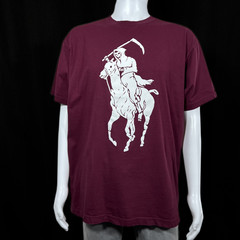 Shaka Active Grim Reaper Classic Polo Tee Shirt Classic Soft Spun 100% Cotton XL