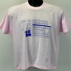 Vintage 90s University of Illinois Physics Dept T Shirt Crop Top Pink L Large