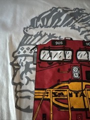 Vintage Single Stitch Santa Fe Railroad T-shirt Hanes Beefy 2XL White