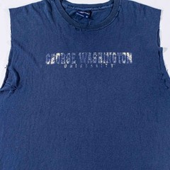 VTG George Washington University Sleeveless T Shirt XL MV Sport Y2K Distressed