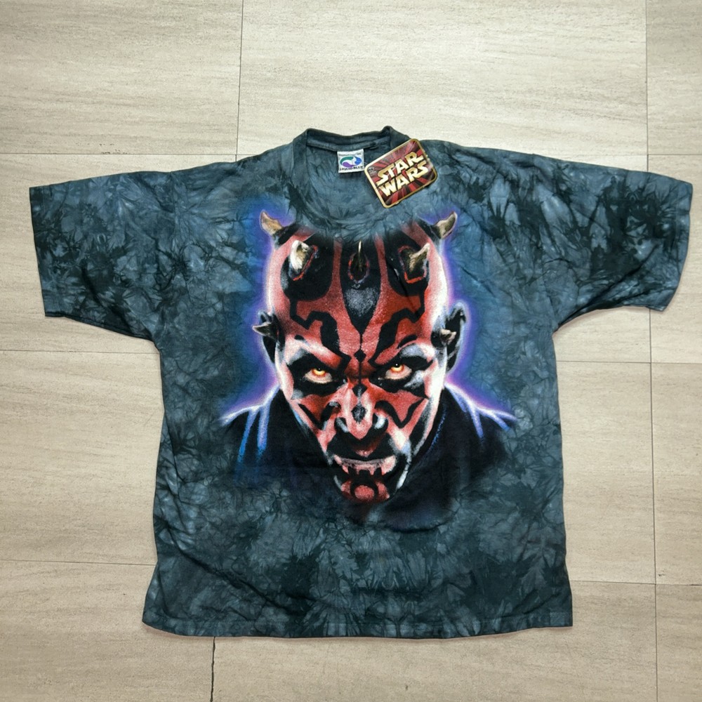 Star Wars Liquid Blue Darth Maul Tie Dye Vintage 90s T-shirt XL Glow in the Dark