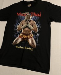 NEW Muay Thai Thailand Boxing Sparkle T-Shirt MEDIUM Saffar MMA Tattoo NWOT