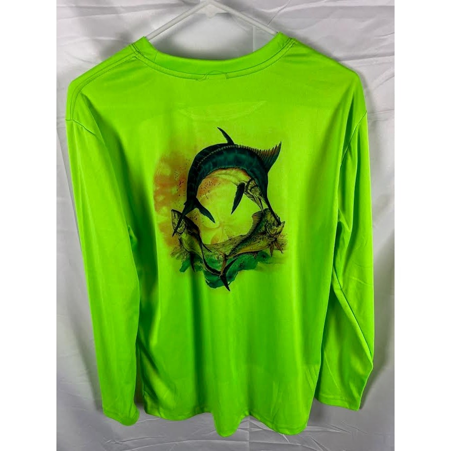 Mens Marlin Sea Themed XL No Tag Neon Green (c2/35)