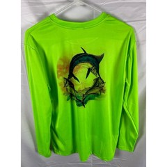 Mens Marlin Sea Themed XL No Tag Neon Green (c2/35)