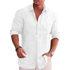 Cotton Linen Autumn Hot Selling Men’s Long Sleeve Shirt Solid Color Casual Style