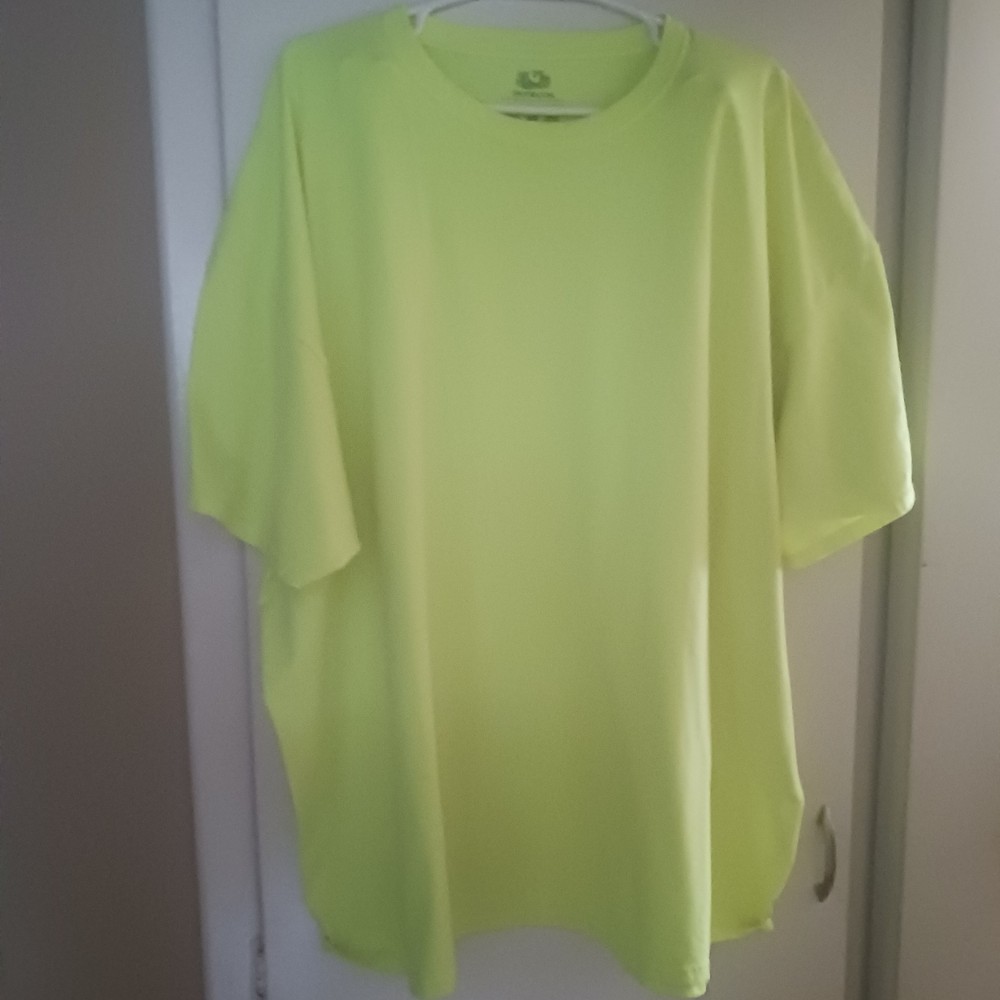 Men’s 4X Fruit Of The Loom Yellow High Visibility Safety Shirt Job Construction