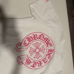 Chrome Hearts Horseshoe Plus Logo Pocket Short Sleeve Tee Shirt White Pink Large