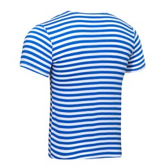 Men’s Striped Short Sleeved T-Shirt 100% Cotton Light Blue Original Telnyashka