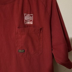 Ariat Men Rebar T-Shirt Size L/G Red Cotton Blend Chest Pocket Work Tee