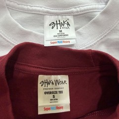 2 Shaka Wear Men’s T-Shirts Sz Medium LS Red & SL White 100% Cotton EUC!
