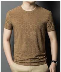 New Fashion Trend Ice Silk Breathable Summer Short Sleeve Luxury Men T-Shirt