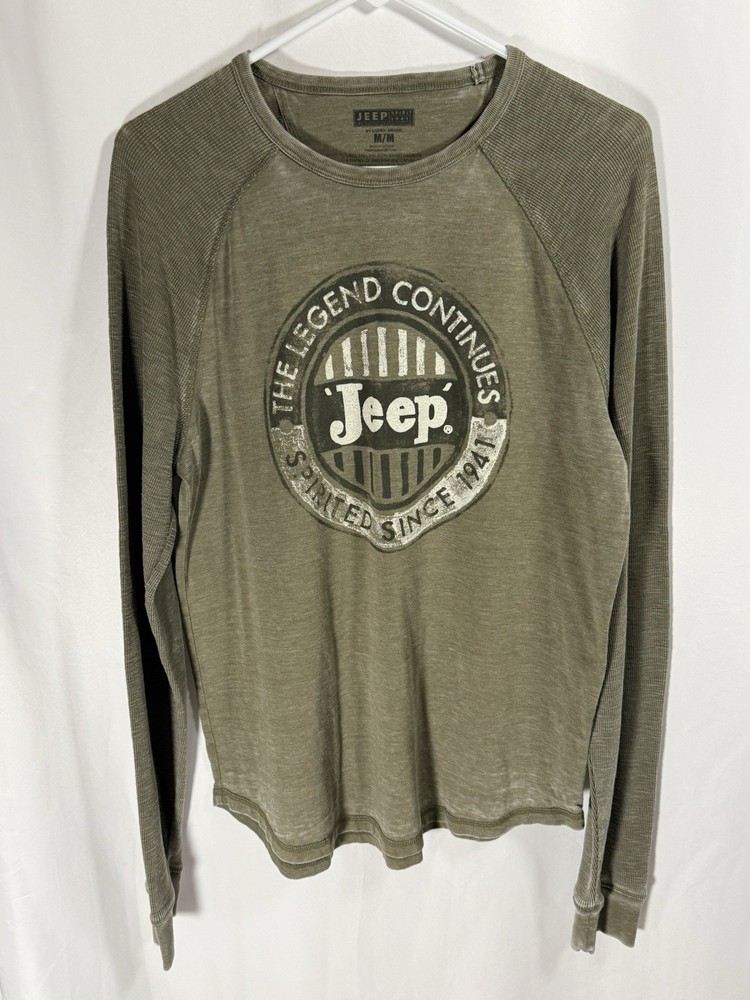 Jeep Logo Lucky Brand Shirt Men’s M Long Raglan Sleeve Casual Outdoors Enduro